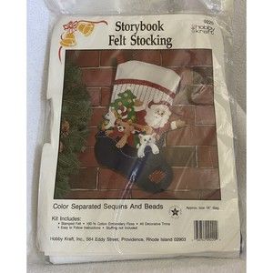 Hobby Kraft 9220 Christmas Storybook Felt Stocking Kit Cat Bear Unicorn